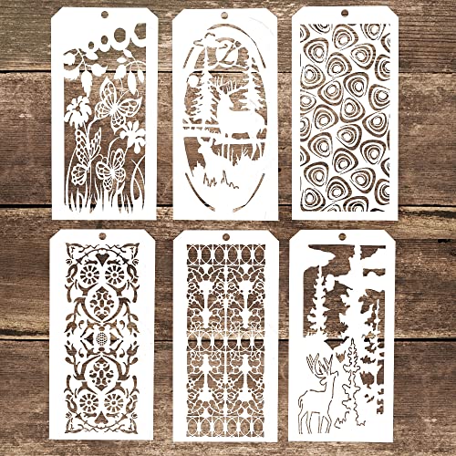 DIY Decorative Stencil Template for Scrapbooking Painting on Wall Furniture Crafts,Set of 6 (Seamlesss Flower #4) (Seamless Flower #6)