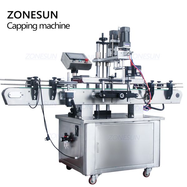 ZONESUN Automatic Electric Plastic Glass Crystal Shampoo Cosmetic Nail Polish Bottle Capping Machine