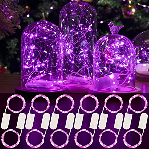 HXWEIYE 12 Pack 7ft 20LED Pink Fairy Lights Battery Operated for Mason Jar DIY Wedding Party Bedroom Patio Christmas Décor Pink 12 Pack