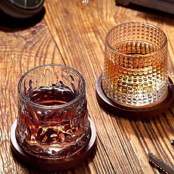 Creative Whiskey Glasses Durable Spinning Glassware Cocktails Wine Brandy Cup Water Juice Tea Mug Party Drinking Glass Tumbler Y250122
