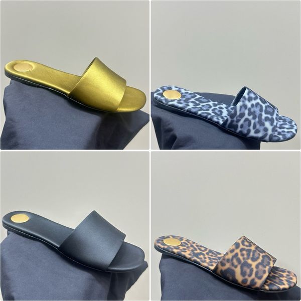 Designer- Shoes Carlyle Slides summer Women Casual mules Flat slippers luxury Glazed Patent leather Satin Crepe Round headed slippers Scuffs