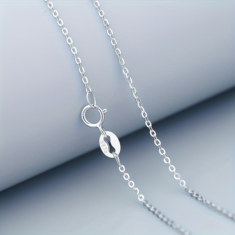 TEMU A Women's S925 Silver O-shaped Necklace, Stylish And Elegant With A Chain Length Of 16-18--24 Inches, With Your Pendants, A Great Gift For ,
