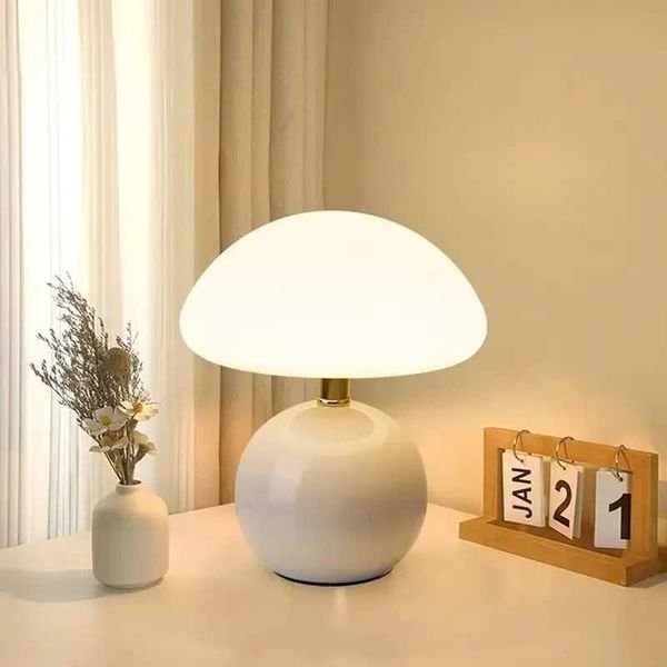 LED Mushroom Table Lamp Touch Dimming Desk Lamp Eye-Protection Wireless Night Light Coffee Restaurant Hotel Bedside Lamp Decor B240904