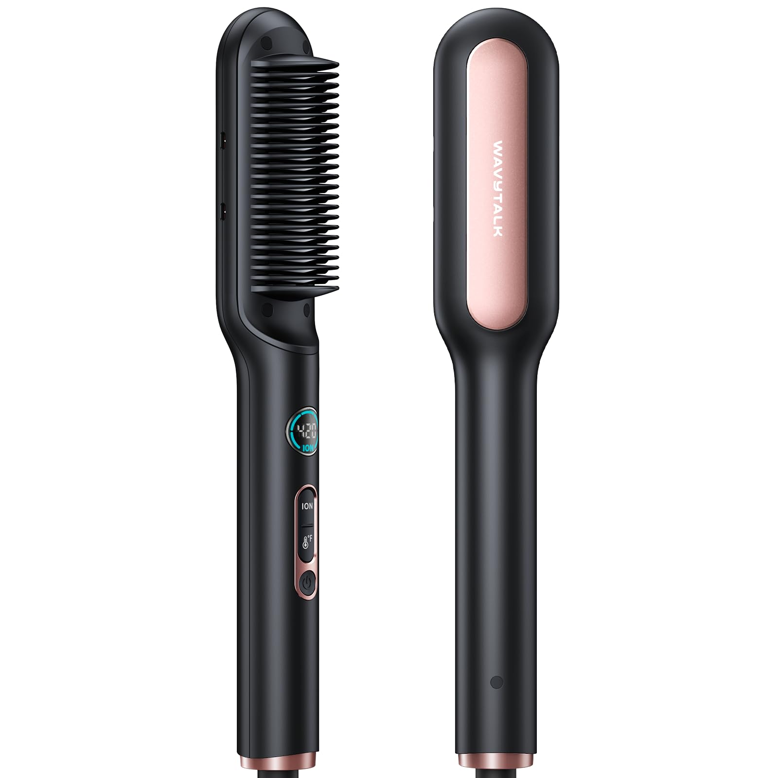 Wavytalk Hair Straightener Brush, Ionic Straightening Brush, Anti-Scald Ceramic Straightener Comb with LED Display for Super Smooth Hair.