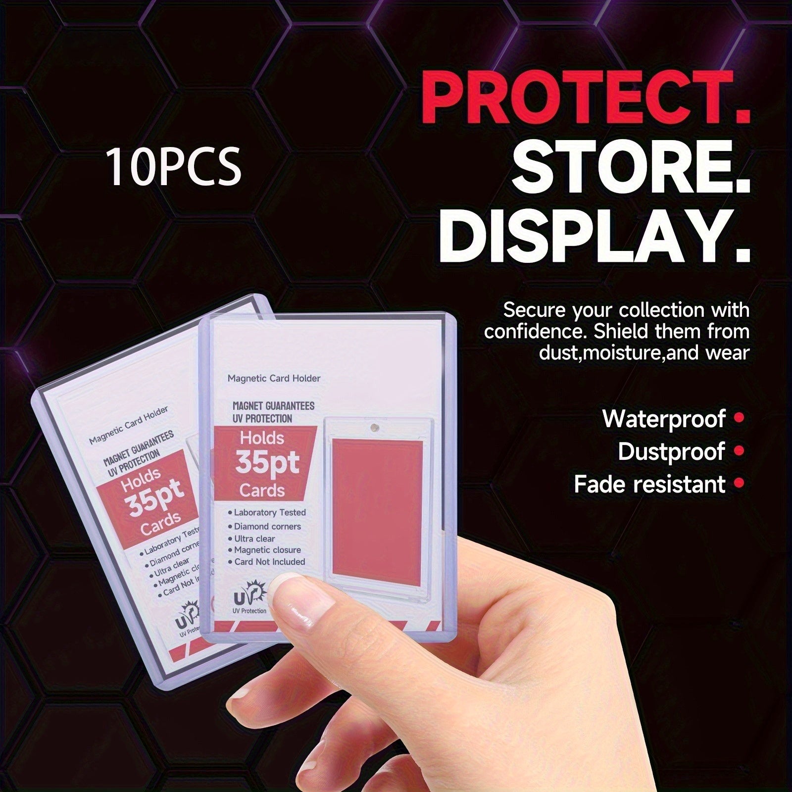 TEMU 10pcs Card Holders - 35pt Pvc Acid-free High Quality & Fade-resistant Protective Sleeves For Trading Cards, Sports Memorabilia, Collectibles -