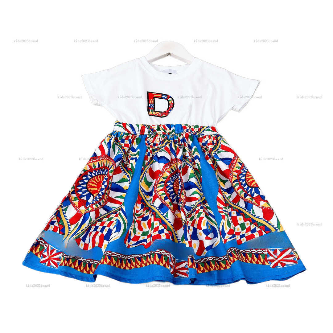 princess dress elegant girl&#039;s dress Doll collar brand designer girls dress short sleeve dress design mesh gauze dress splicing princess skirts