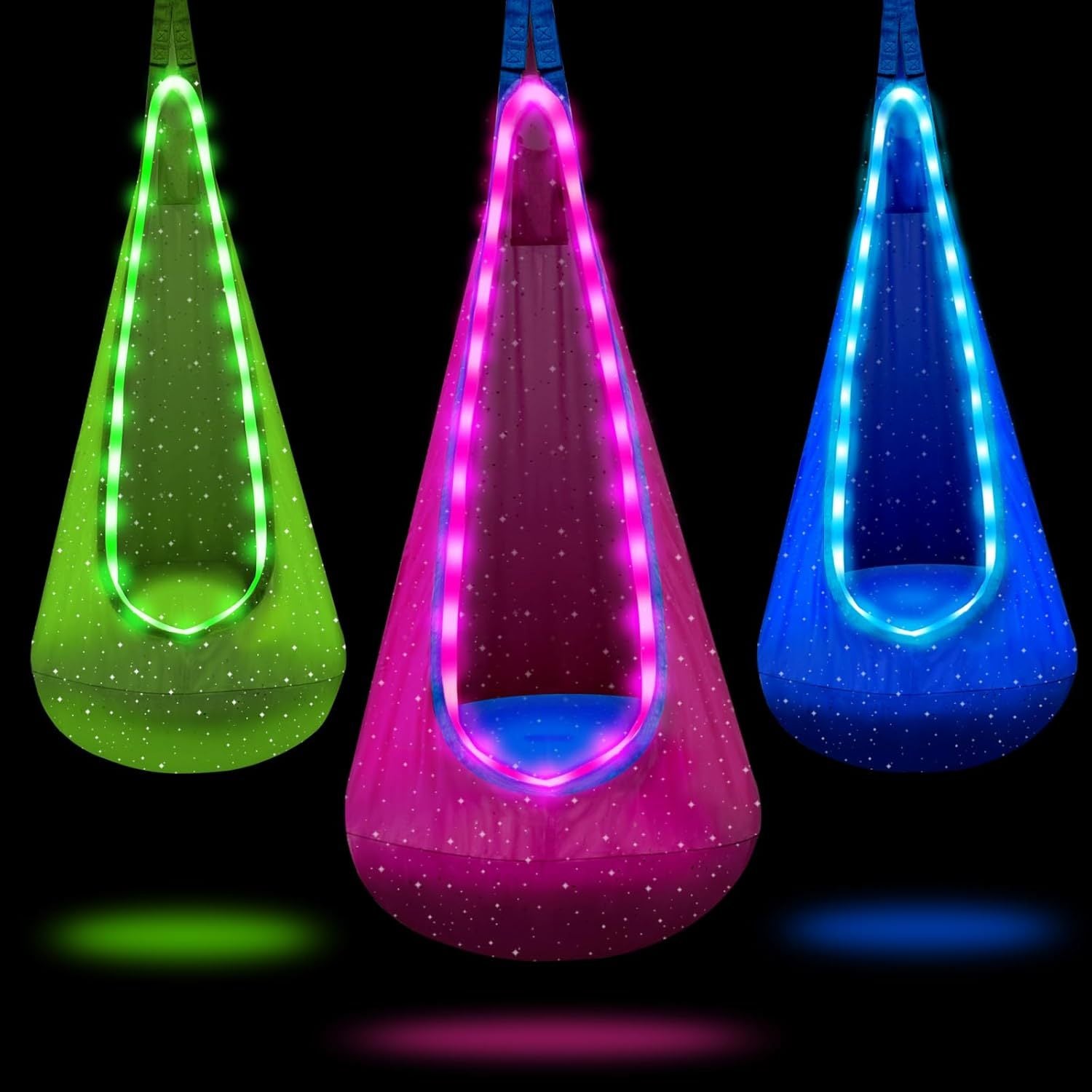 TEMU 1set Kids Pod Swing Seat With Light, Hanging Hammock Chair With Inflatable Pillow, Swing Chair With Pocket For Outdoor And Indoor, Max 176lbs