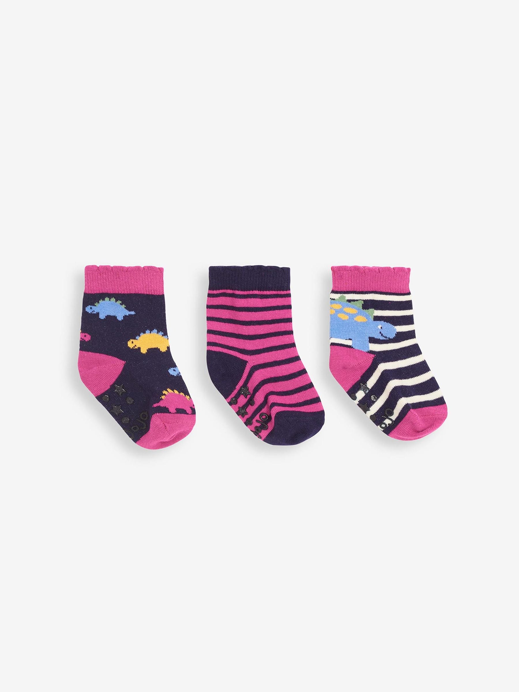 Navy Blue Dino Socks 3 Pack 6-12 Mths