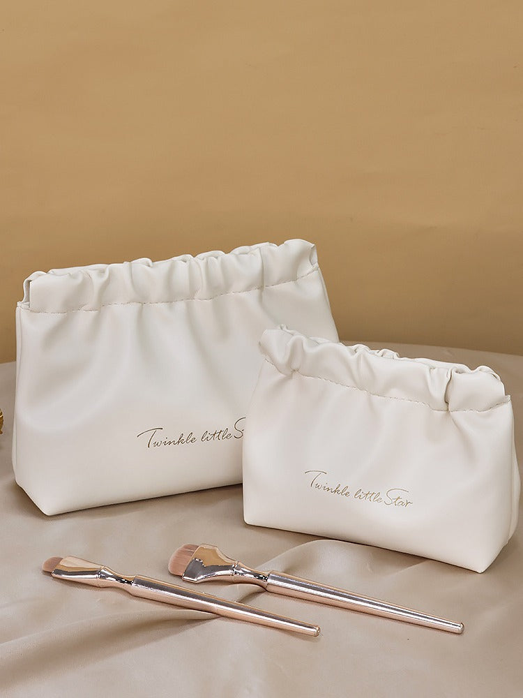 F146-Mirror quality-pleated bag cosmetic lipstick bag storage bag travel portable