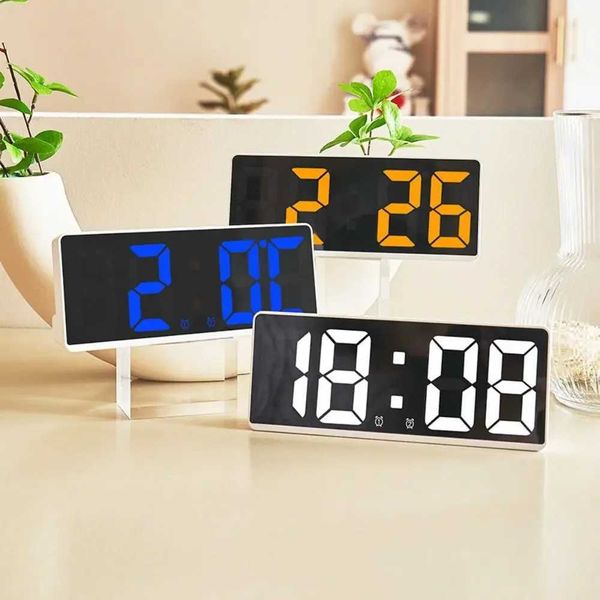 Voice Control Digital Large Number Alarm Clock Teperature Calendar Desktop Table Clock 12-24H Anti-disturb ClocksT250114