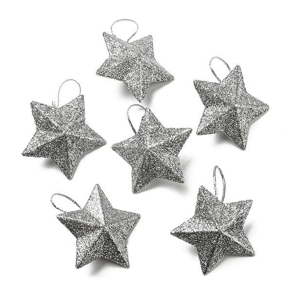 Decorazioni pendenti con stelle glitterate in plastica