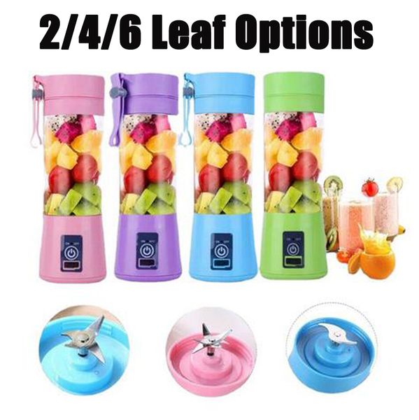 6 Blades Fruit Vegetable Tools Electric Juicer Cup Mini Portable Usb Rechargeable Juice Blender And Mixer 2 4 6 Leaf Plastic Making Cups Mac
