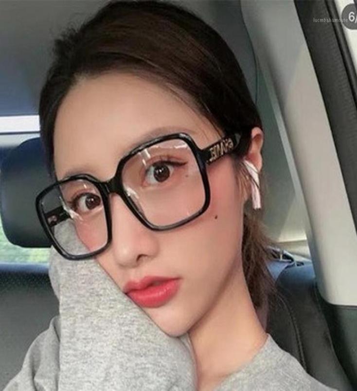 Sunglasses Square Large Frame Anti Blue Light Glasses Women 2021 Designer Fashion Letter Eyewears Ladies Clear Plain Mirror9259408