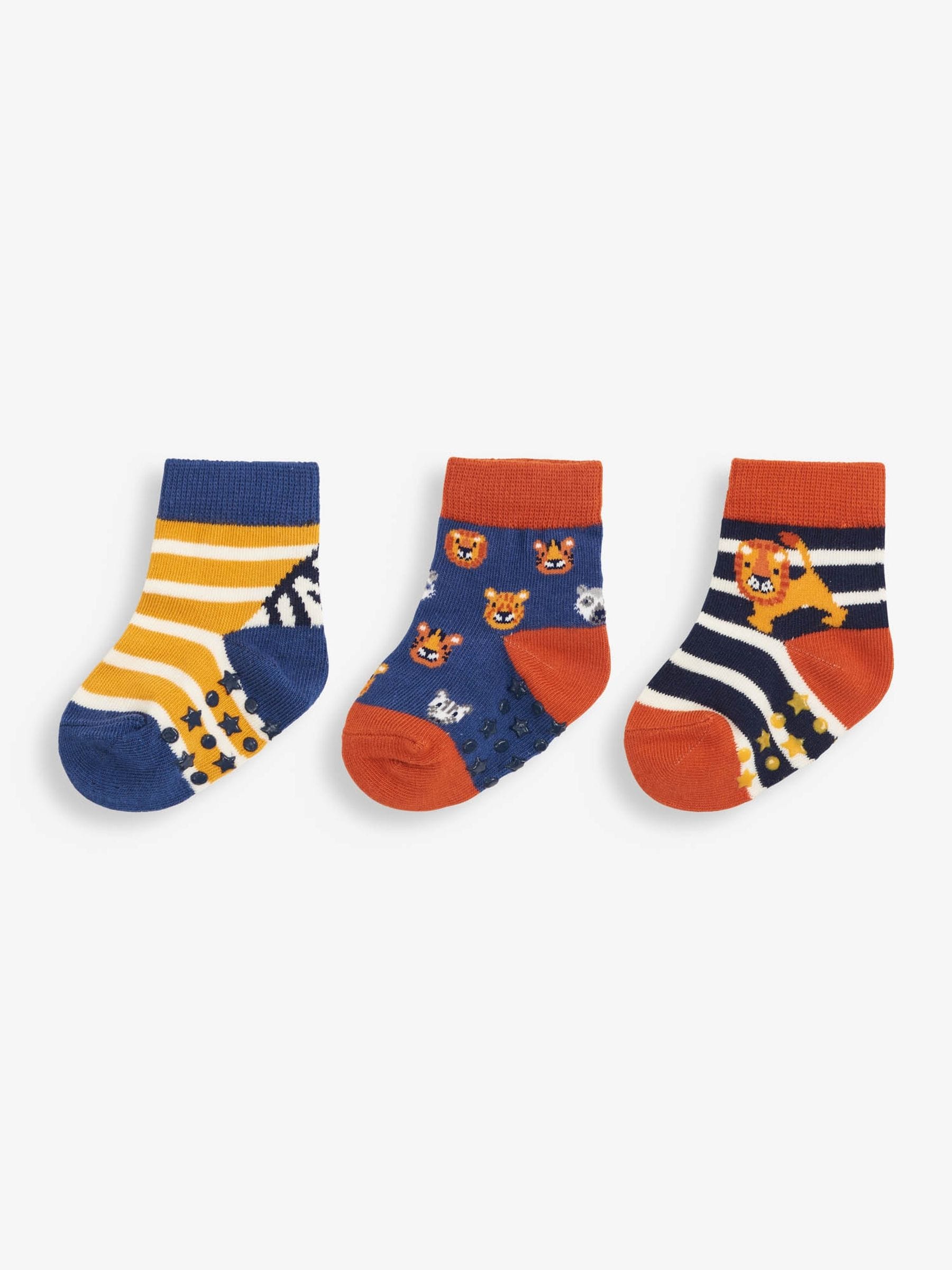 Blue 3-Pack Safari Socks 0-6 Mths