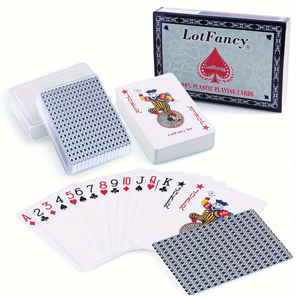 TEMU Playing Cards, 100% Plastic, Waterproof - 2 Decks Of Cards With Plastic Cases, Size Standard Index, For Magic Props, Pool Beach Games