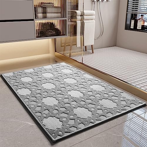 tchdio Bath Mat for Bathroom Non Slip Washable Bathroom Rug Boho Luxury Super Absorbent Bathroom Mat-Bath Rug for Bathroom in Front of Sink or Bathtub