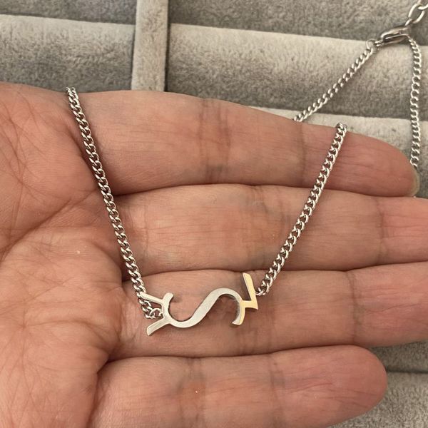 Original brand designer women girl big letter choker necklace elegant 18K gold logo engrave pendant summer Jewelry 45cm+5cm