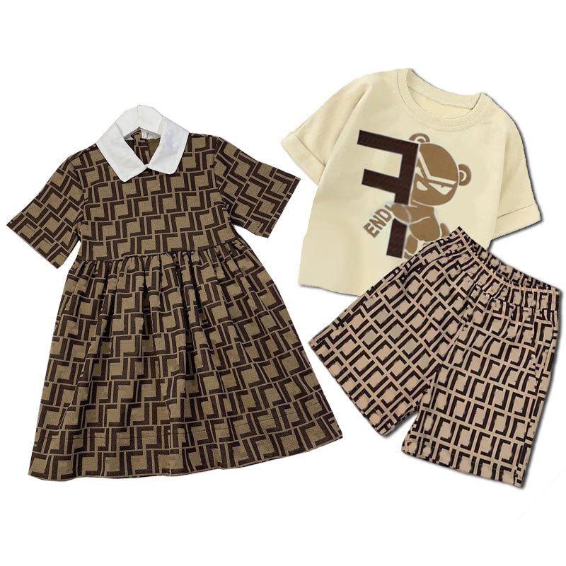 Sets T-shirts Designer Clothing Baby Girls Clothing Children Long Sleeve White T-shirt Classic Brand Clothes Spring Kids Spring Dress Set Luxury Let