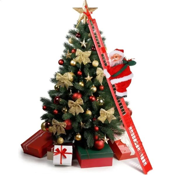 Electric Climbing Ladder Music Santa Claus Doll Christmas Decoration Gift Tree Hanging 240926