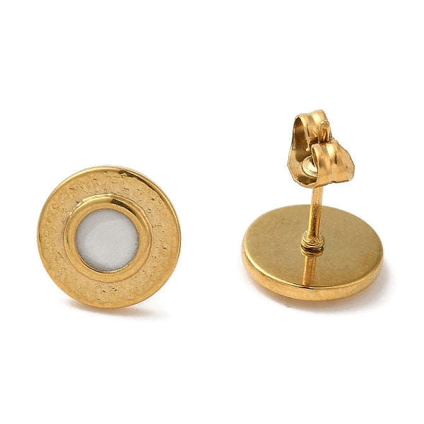 Boucles d'oreilles rondes plates en acier inoxydable 304 avec placage ionique (IP)