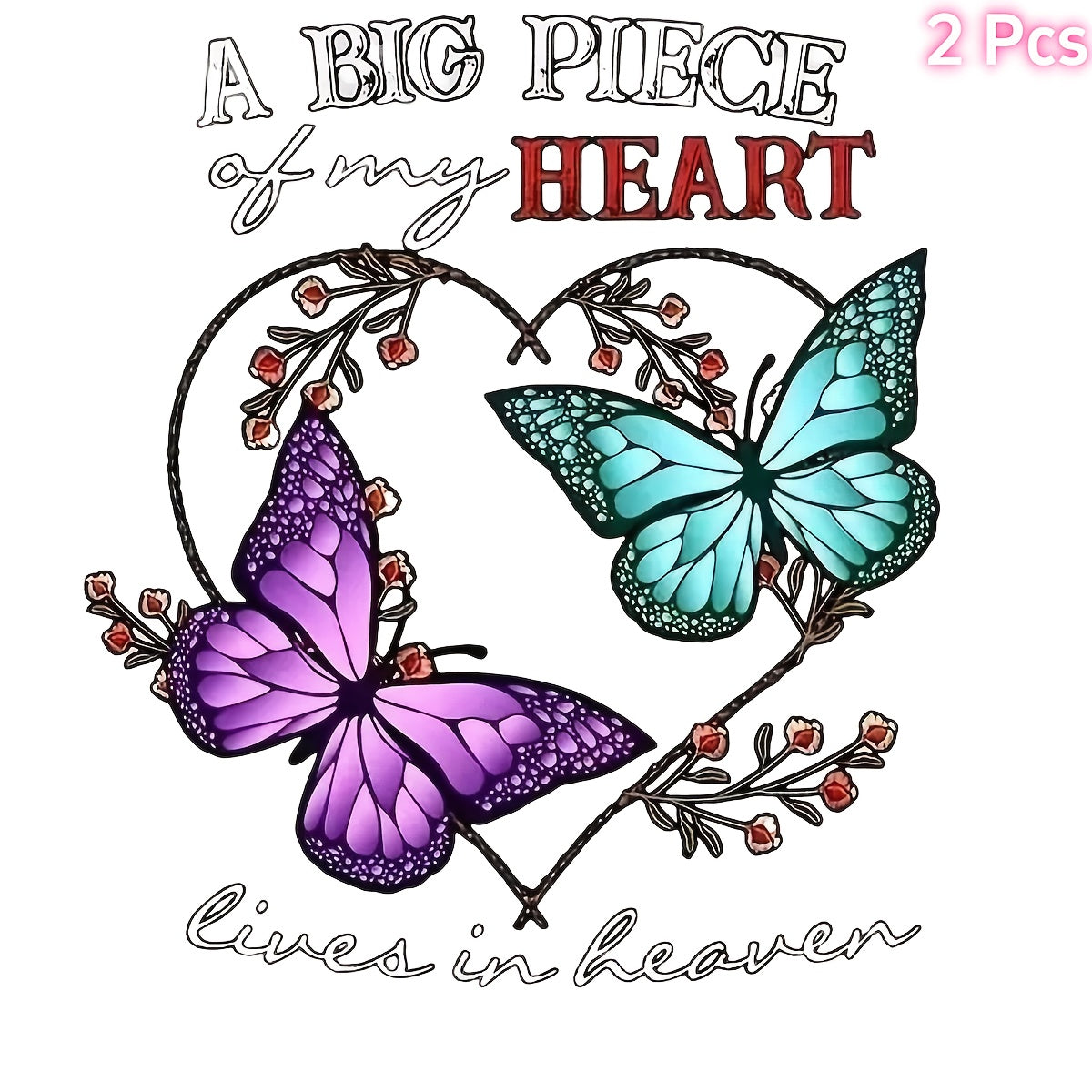 TEMU 2pcs Vinyl Decal Sticker For Car, Motorcycle, Laptop And Wall Decor - Purple And Blue With Floral Accents, Durable Outdoor Decor, Vehicle