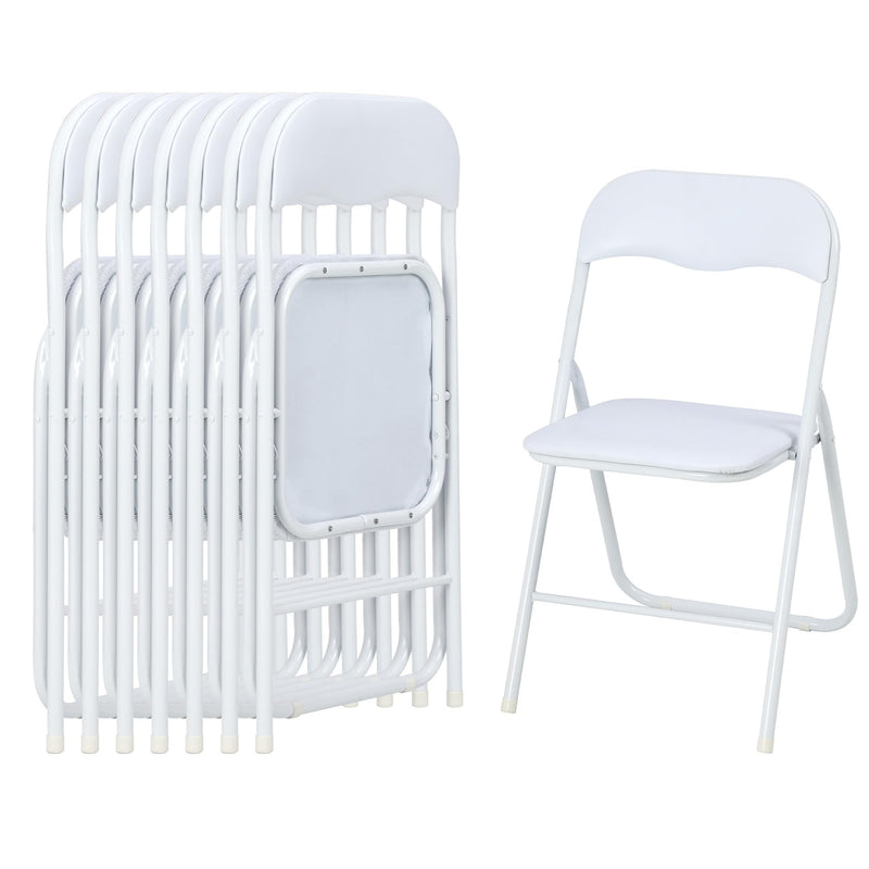 Garvee Folding Chairs with Padded Seats, for Desks Home Office Steel Guest Reception Party Poker Stackable Conference Chairs - Set of 8