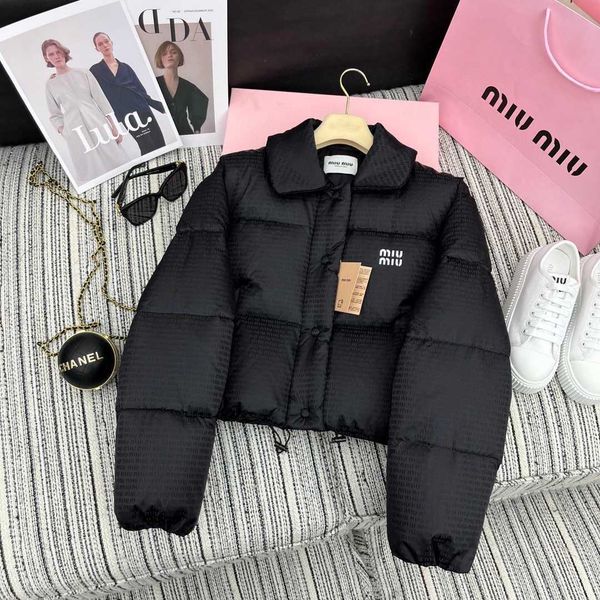 Women&#039;s Down Parkas MM Family 23 Autumn-Winter New Letter Jacquard Flip Collar Down Coat Pure Down 90 Duck Down Short Coat for Women