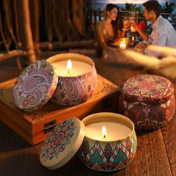 Seasoning candles with metal tin cans natural soy wax aromatherapy candles weddings New Year gifts home hotel decoration W250110