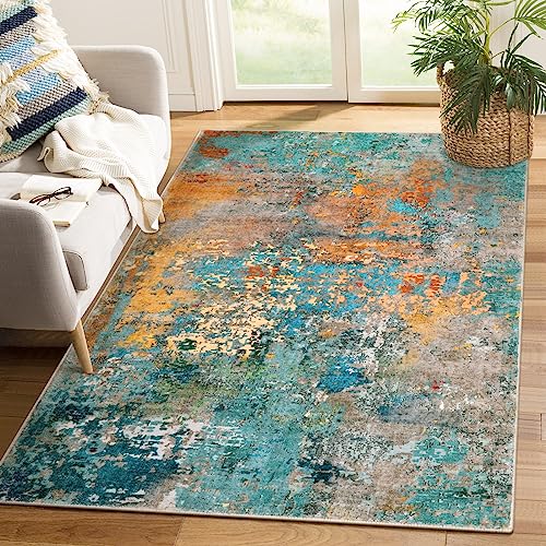 Lahome Modern Abstract Area Rug - 4x6 Colorful Rug for Bedroom Soft Washable Rugs for Living Room Dining Room Non Slip, Contemporary Indoor Carpet for
