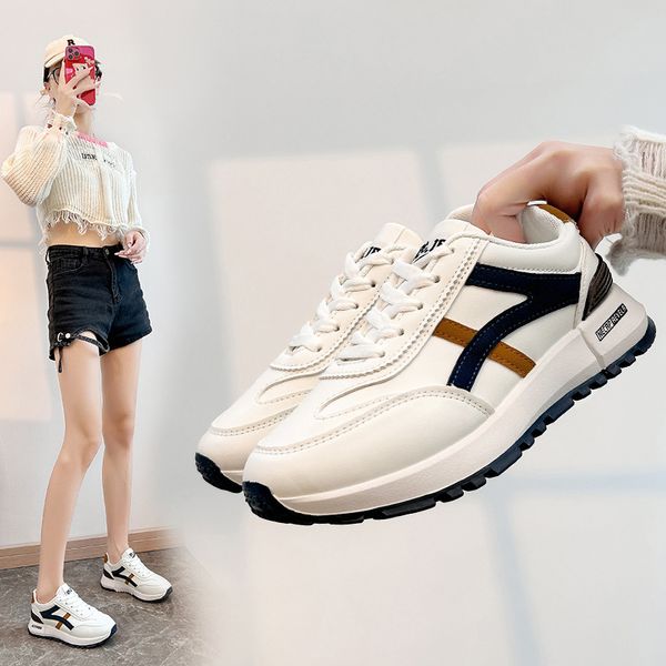 Women Sports Shoes Thick Sole Anti-slip Korean Version Running Training Sneakers Triple Blue Brown Free shipping