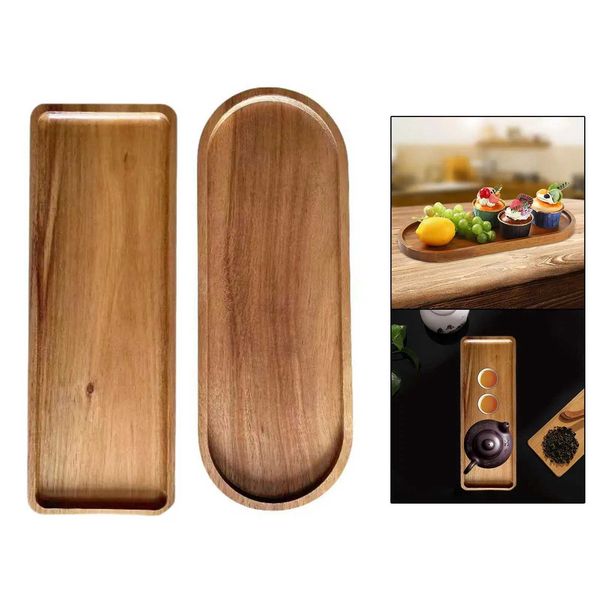 Decorative Plates Wood Serving Plate Wood Dessert Plate Sushi Food Decorative Modern Food Tray Breakfast Tray for Kitchen Countertop Home Ba