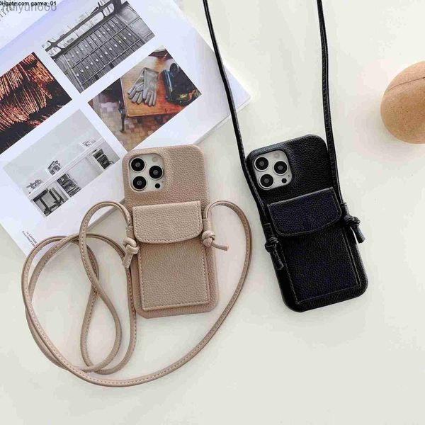 phone case designer iPhone 15 14 Pro max 13 12 11 mini 7 8 plus x xs xrThe new has a shoulder strap and strap suitable lychee grain genuine