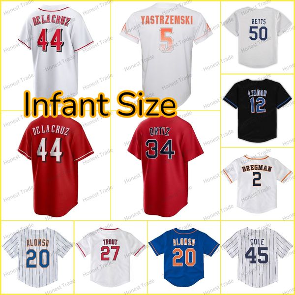 Infant Baseball Jersey 44 Elly De La Cruz Acuna Jr David Ortiz Suzuki Jose Altuve Alex Bregman Gerrit Cole Trout Alonso Lindor Betts Tatis J