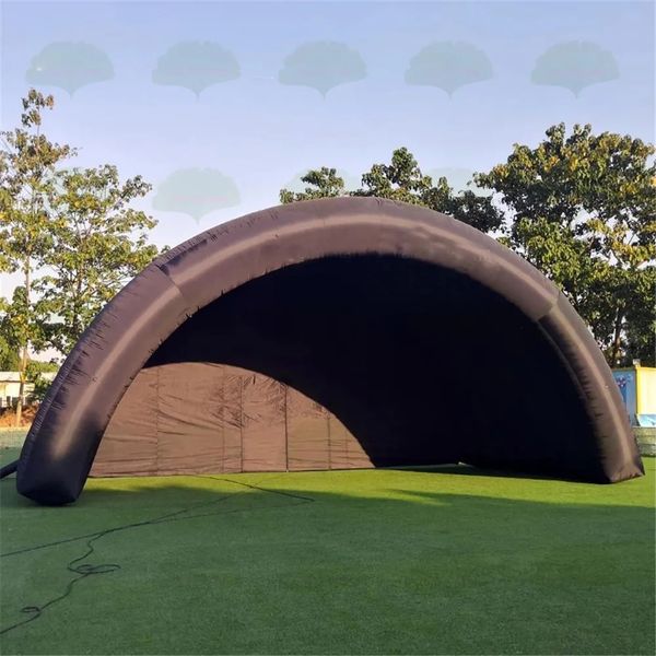 wholesale 9x4.5m Outdoor black inflatable stage tent rooftop booth air concert shelter dome marquee cover for sale with blower free ship