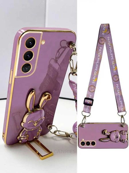 Cell Phone Cases Suitable for Samsung Galaxy S 21 22 23 Cross System Rope Watch Case S21 S23 S20 Fe S22 Plus Ultra S21fe Stand Silicone Cove