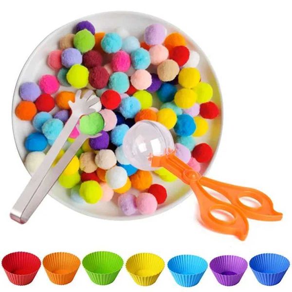 Childrens Fine Motor Skill Matching Game Learning Counting Toy Colorful Plush Ball Sorting Games Montessori Early Education ToyXJ241212