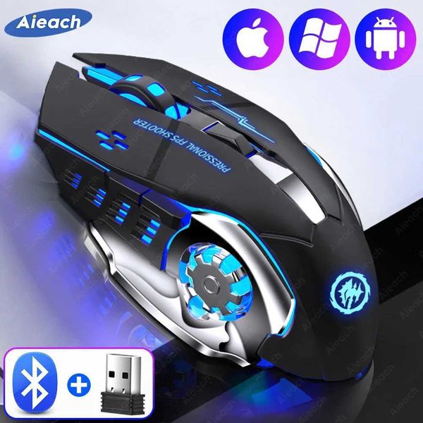 Mice AIEACH Bluetooth Mouse Gaming Computer Rechargeable Wireless Mouse USB Mechanical E-Sports Backlight PC Gamer Mouse For Computer H24112