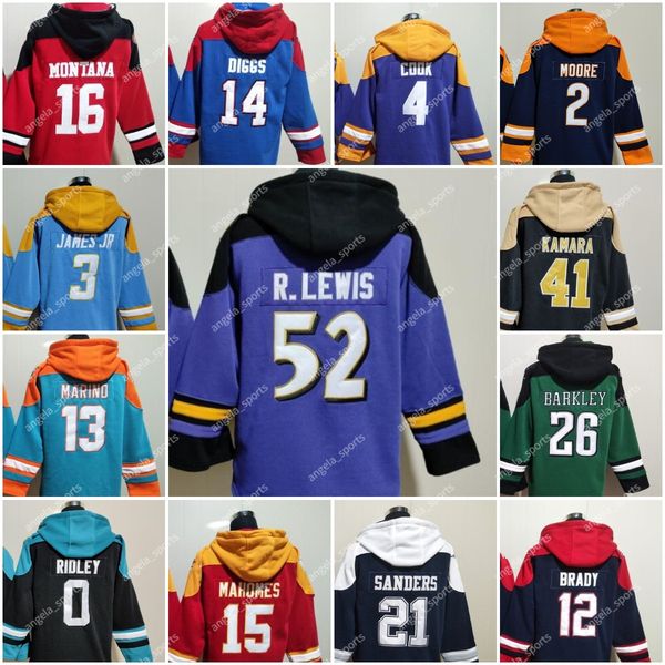 Men&#039;s Hoodie Jersey Mahomes Barkley Parsons Kosar McCaffrey Watt Manning Kamara Gronkowski Tagovailoa Herbert Sanders Stitched