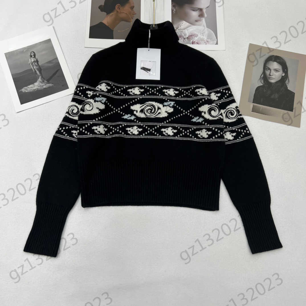 Womens Sweaters Cloud Striped Print High Collar Pullover Knitted Sweater Standard Wool Fashion Warm Knitwear Brand Joker Women Apparel