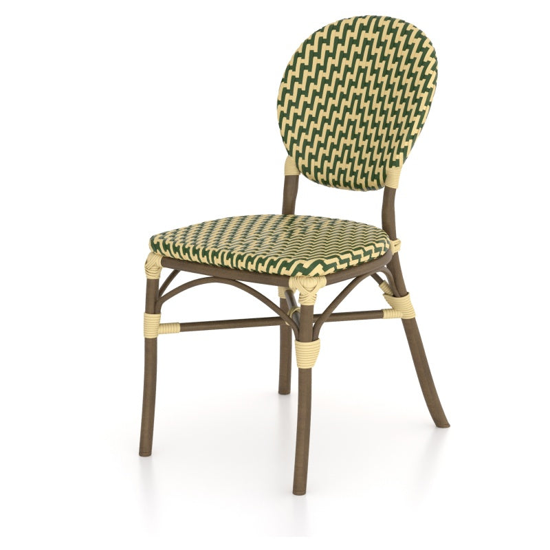 HND Polly Rattan Dining Chair - Green-Cream