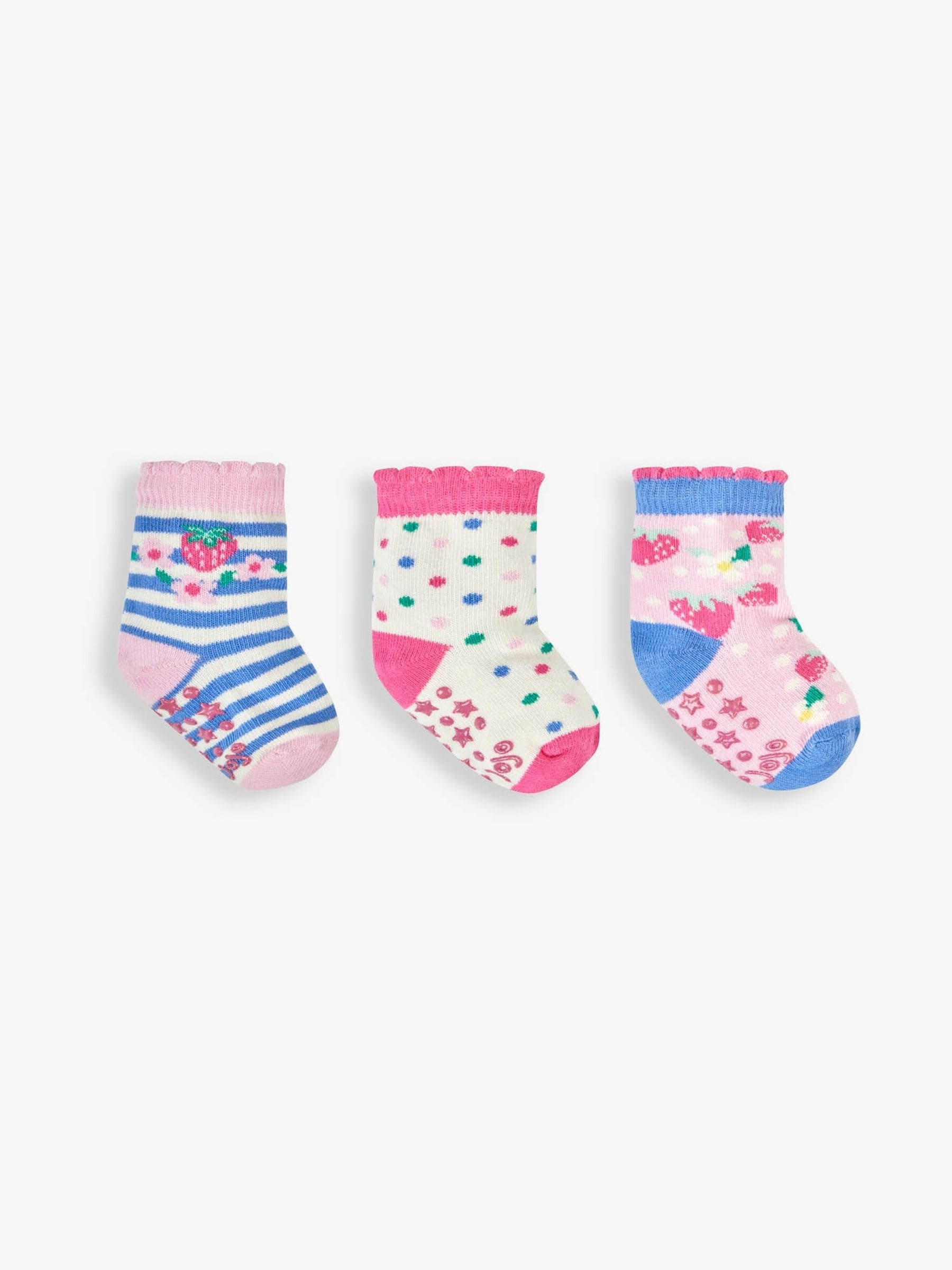Pink 3-Pack Fruit Socks 0-6 Mths