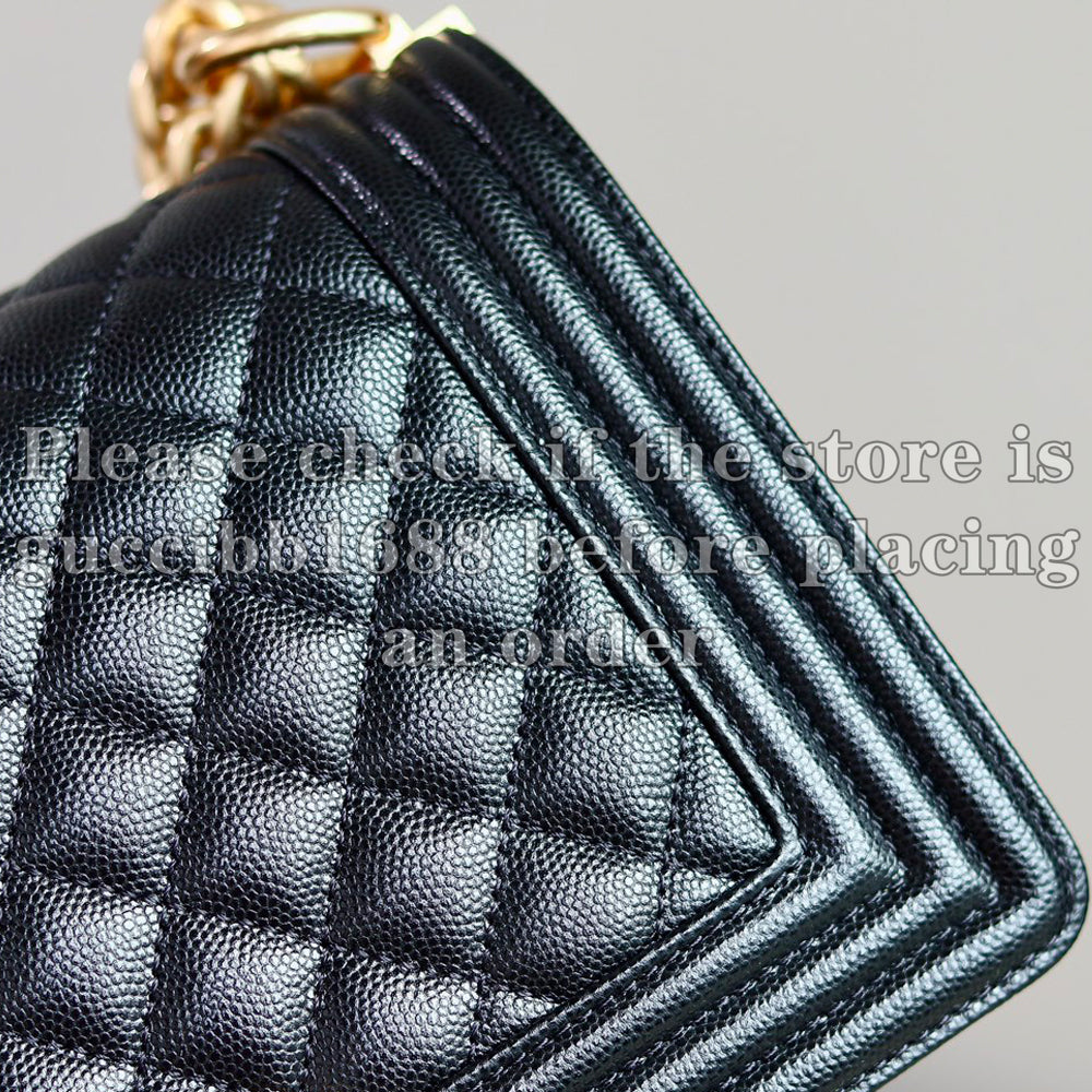 12A Definite Mirror Quality Designer Boy Bags for Women Luxury Handbags Caviar Lambskin Leather Quilted Bag Crossbody Purse Shoulder Chain Bag 20cm