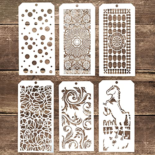 DIY Decorative Stencil Template for Scrapbooking Painting on Wall Furniture Crafts,Set of 6 (Seamless Flower #1)