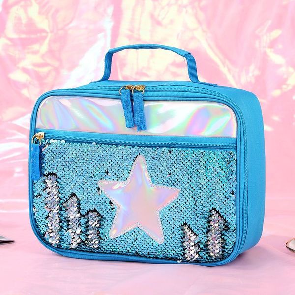 2024 Lunch Boxes Bags Fashion Sequin Kid Bag Aluminum Foil Thermal Insated Portable Outdoor Picnic Box Food Storage Tote