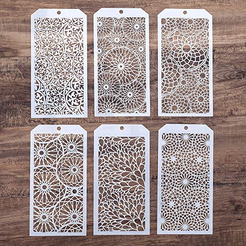 DIY Decorative Stencil Template for Scrapbooking Painting on Wall Furniture Crafts,Set of 6 (Mandala)