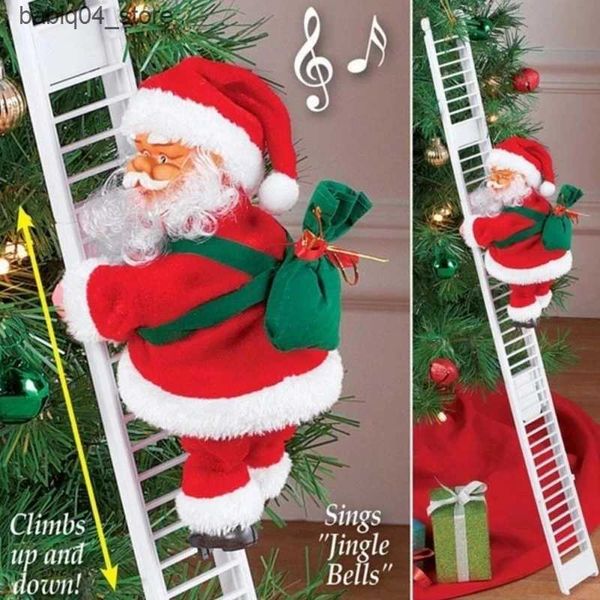 Christmas Decorations 2024 Santa Claus Doll Climbing Ladder with Music Christmas Tree Decoration Used for Home 2025 Navidad New Year Childre