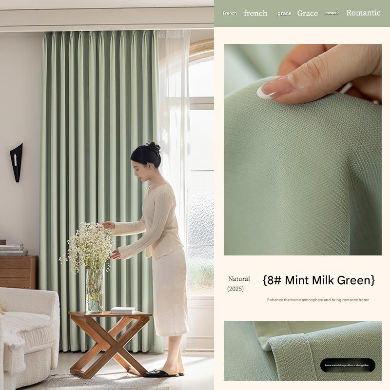 B329 Retro double-sided chenille bedroom full blackout curtains Retro green French medieval style environmentally friendly antibacterial curtain