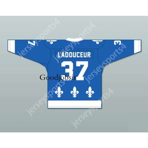 Gdsir Custom BLUE ROGER LADOUCEUR 37 LE NATIONAL DE QUEBEC HOCKEY JERSEY NEW Top Ed S-M-L-XL-XXL-3XL-4XL-5XL-6XL
