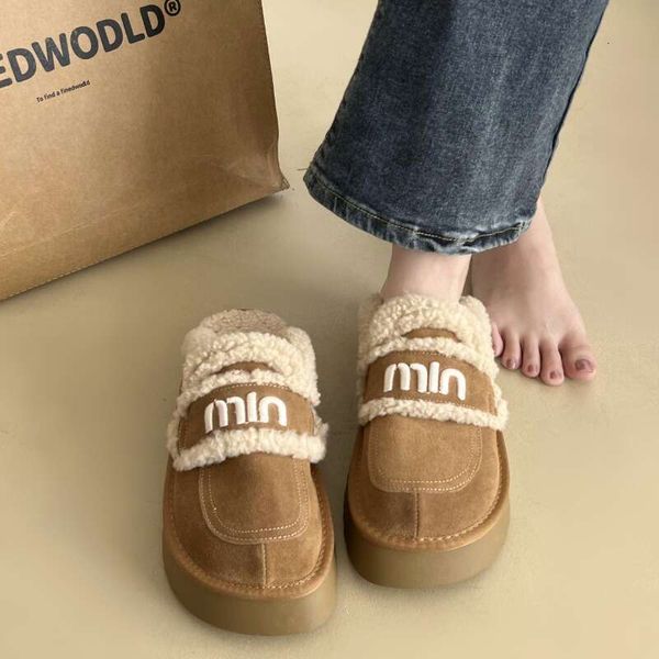 Women&#039;s round head snow winter new fashion brand designer non-slip nude daily casual office women&#039;s flat boots