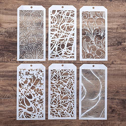 DIY Decorative Stencil Template for Scrapbooking Painting on Wall Furniture Crafts,Set of 6 (Leaf Flower)